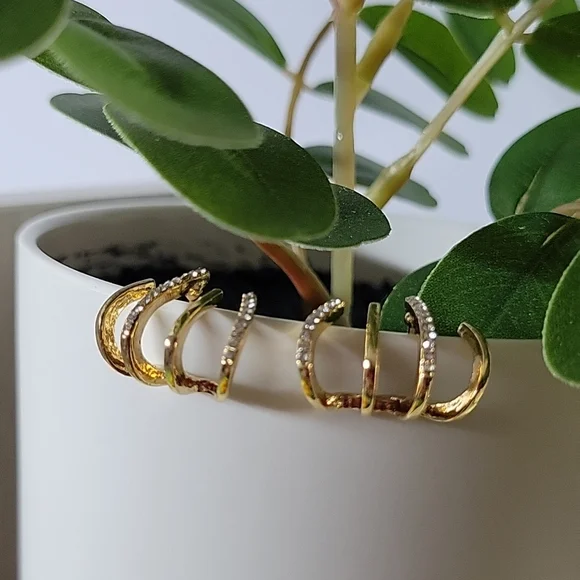 Gold Claw CZ Huggies, available in silver or gold - Picture 4 of 8